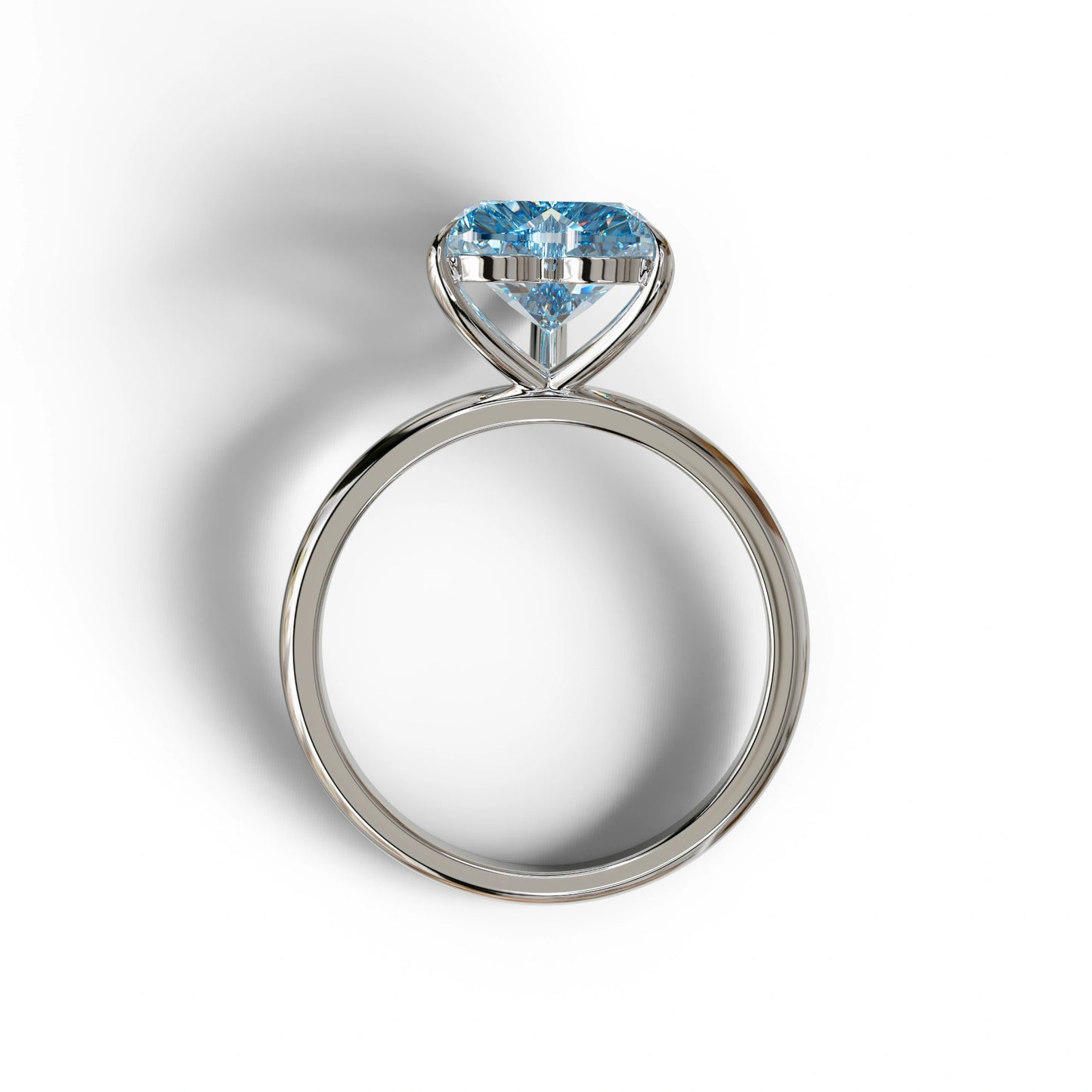 Fancy Blue Heart Cut Solitaire Lab Grown Diamond Engagement Ring - Mellow