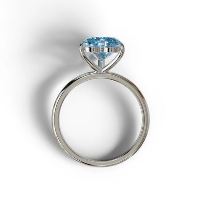 Fancy Blue Heart Cut Solitaire Lab Grown Diamond Engagement Ring - Mellow