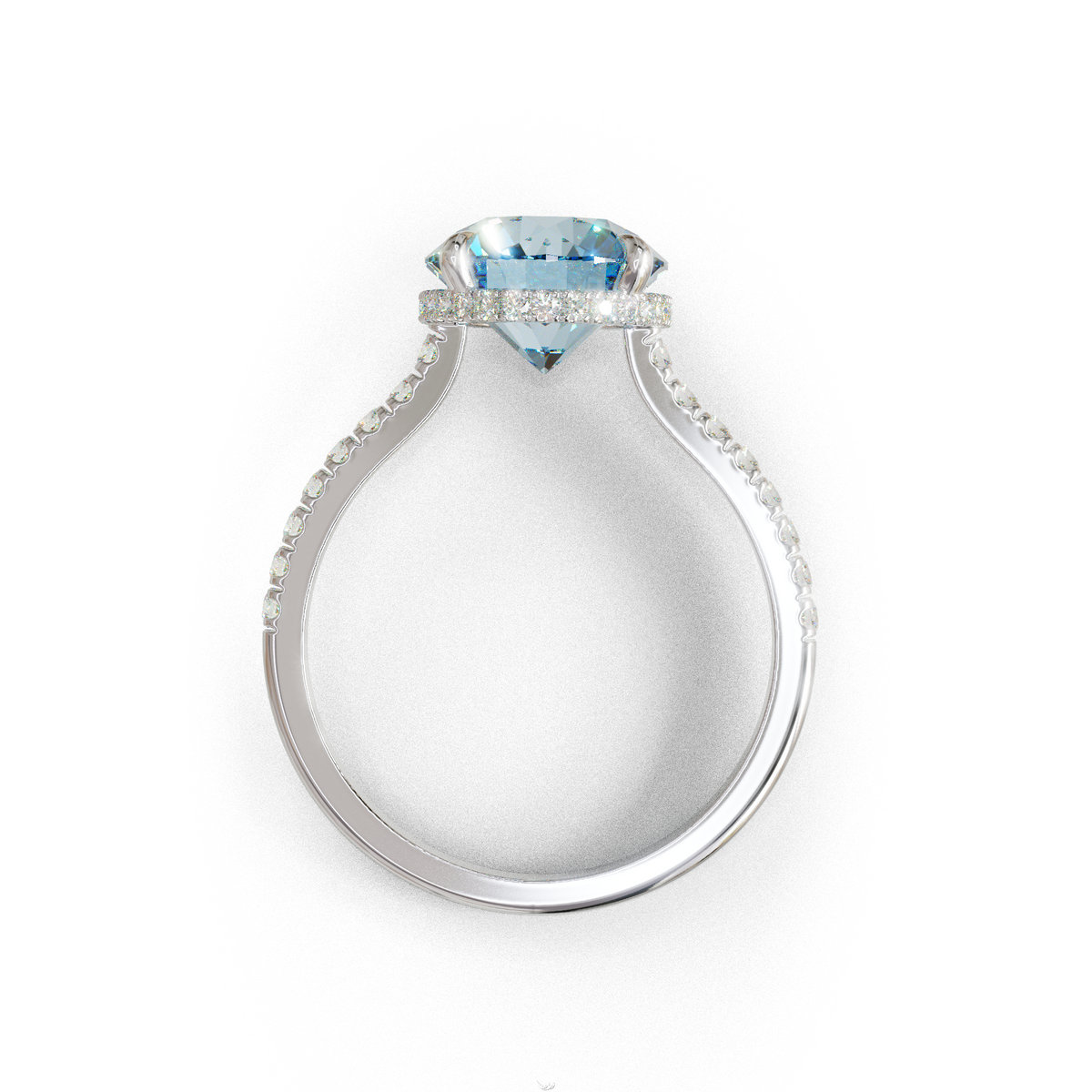 3 Carat Blue Round Cut Hidden Halo & Pave Setting Lab Diamond Ring _- Eblouissant