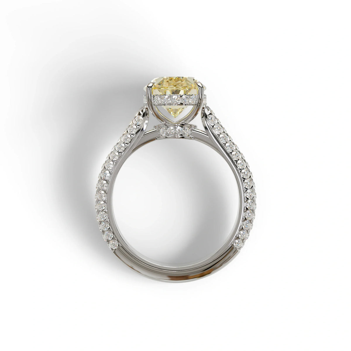 3 Carat Yellow Radiant Cut Hidden Halo & Pave Set Lab Diamond Engagement Ring - Viviana