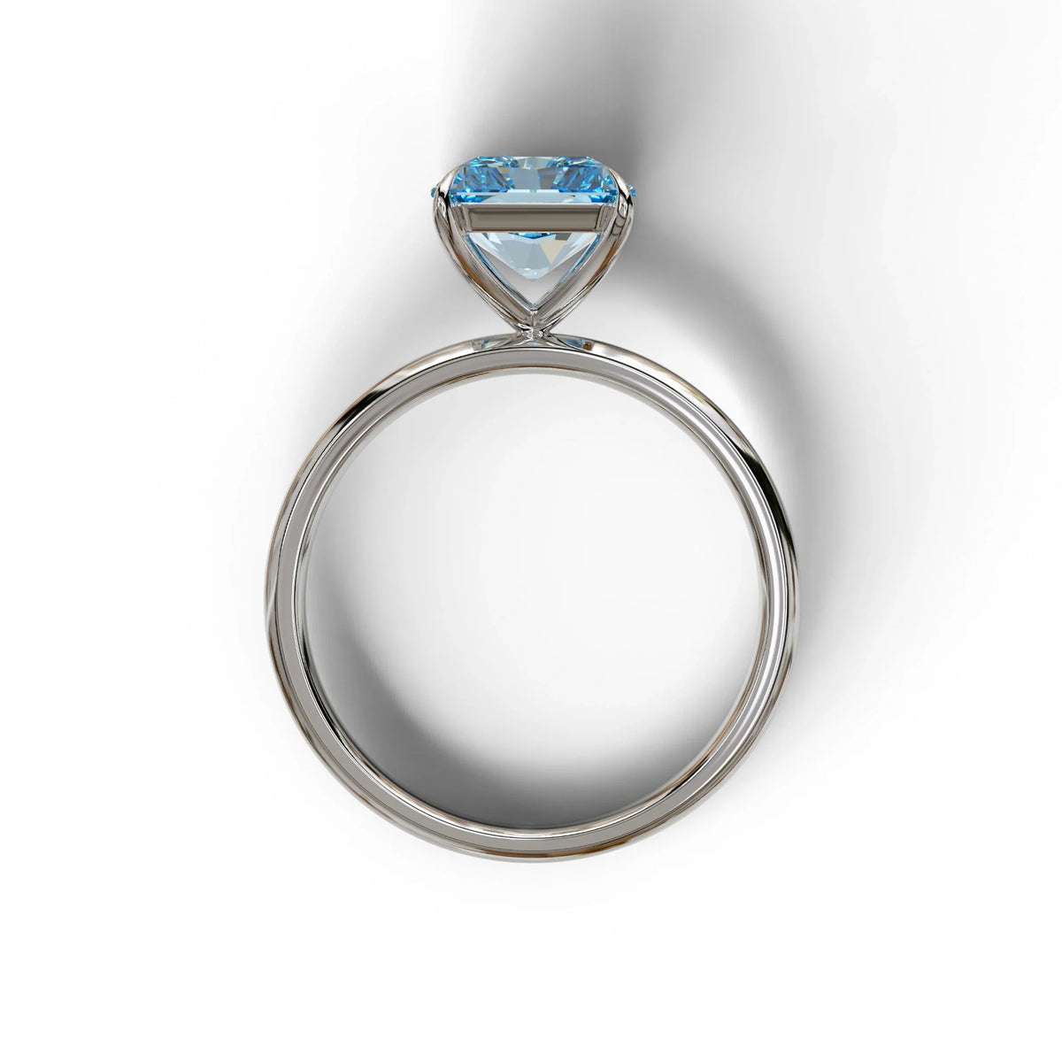 Fancy Blue Radiant Cut Solitaire Lab Grown Diamond Engagement Ring - Papilia