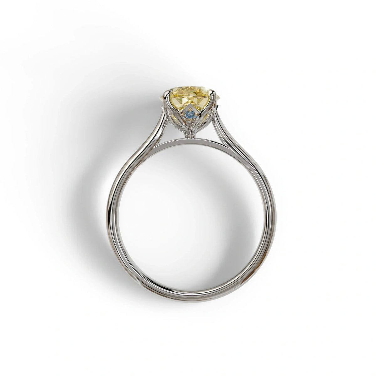 Yellow Oval Cut Hidden Diamond Solitaire Lab Grown Diamond Ring - Secrecy