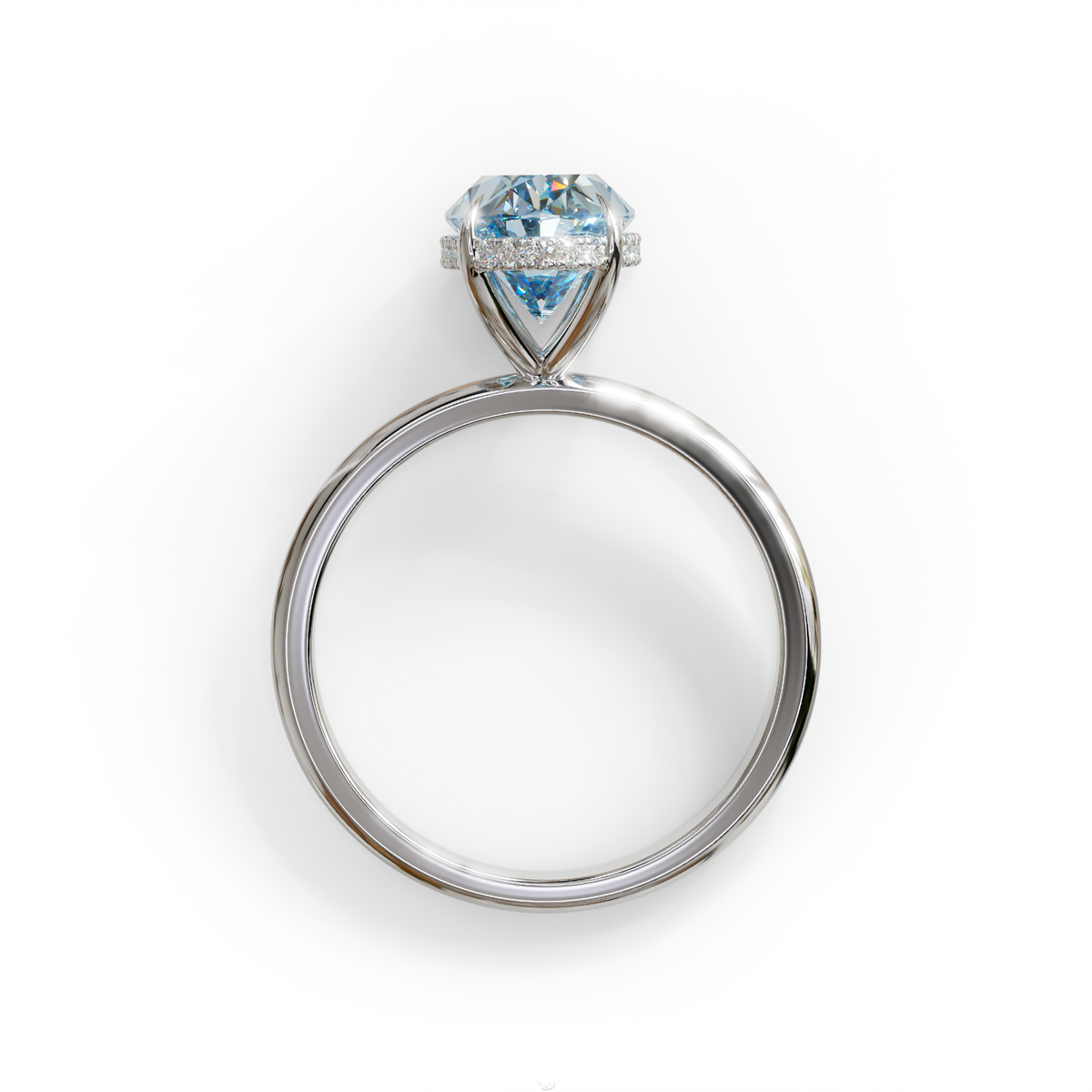 2.5 Carat Blue Oval Cut Hidden Halo Lab Diamond Ring - Mi Amor