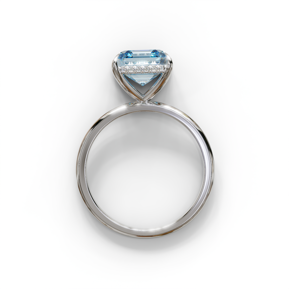 2.5 Carat Blue Asscher Cut Hidden Halo Setting Lab Grown Diamond Ring