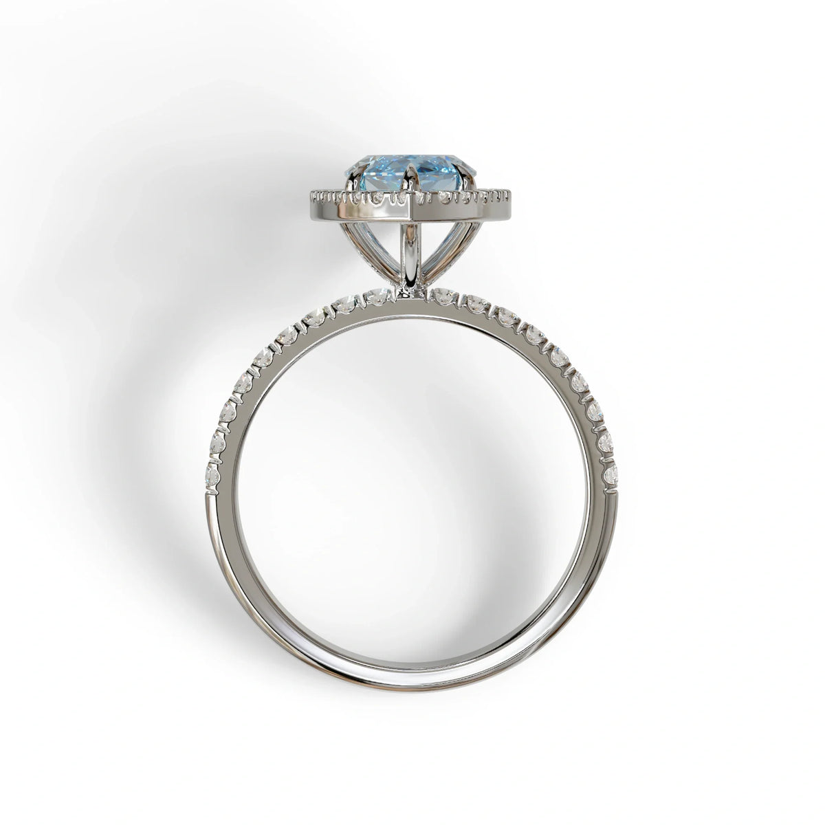 Blue Marquise Cut Halo & Pave Lab Grown Diamond Engagement Ring - Simplicity