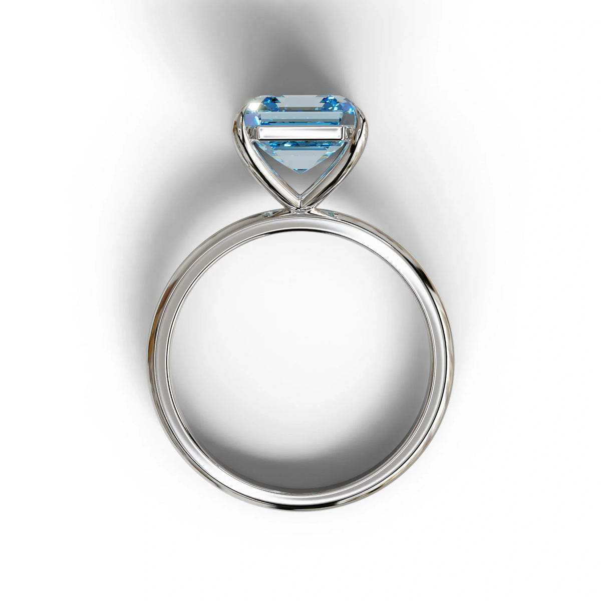 Fancy Blue Asscher Cut Solitaire Lab Grown Diamond Engagement Ring - Fabriciana
