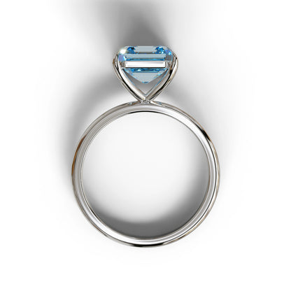 Fancy Blue Asscher Cut Solitaire Lab Grown Diamond Engagement Ring - Fabriciana