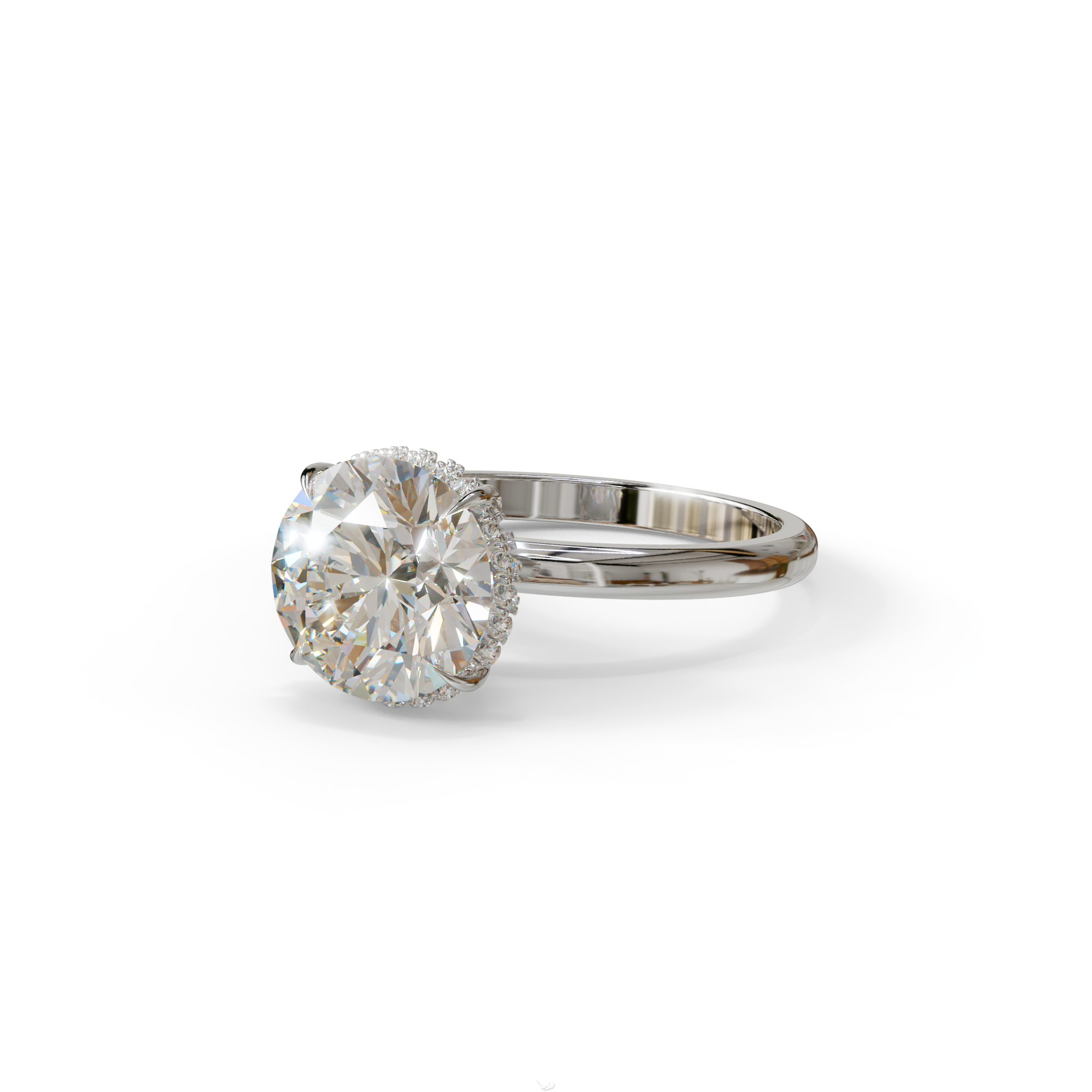 3 Carat E-VVS Round Hidden Halo Lab Diamond Ring