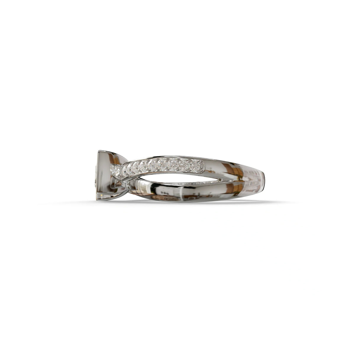 1 Carat E VVS Round Cut Lab Diamond Crossover Ring Pave Setting - Lisa