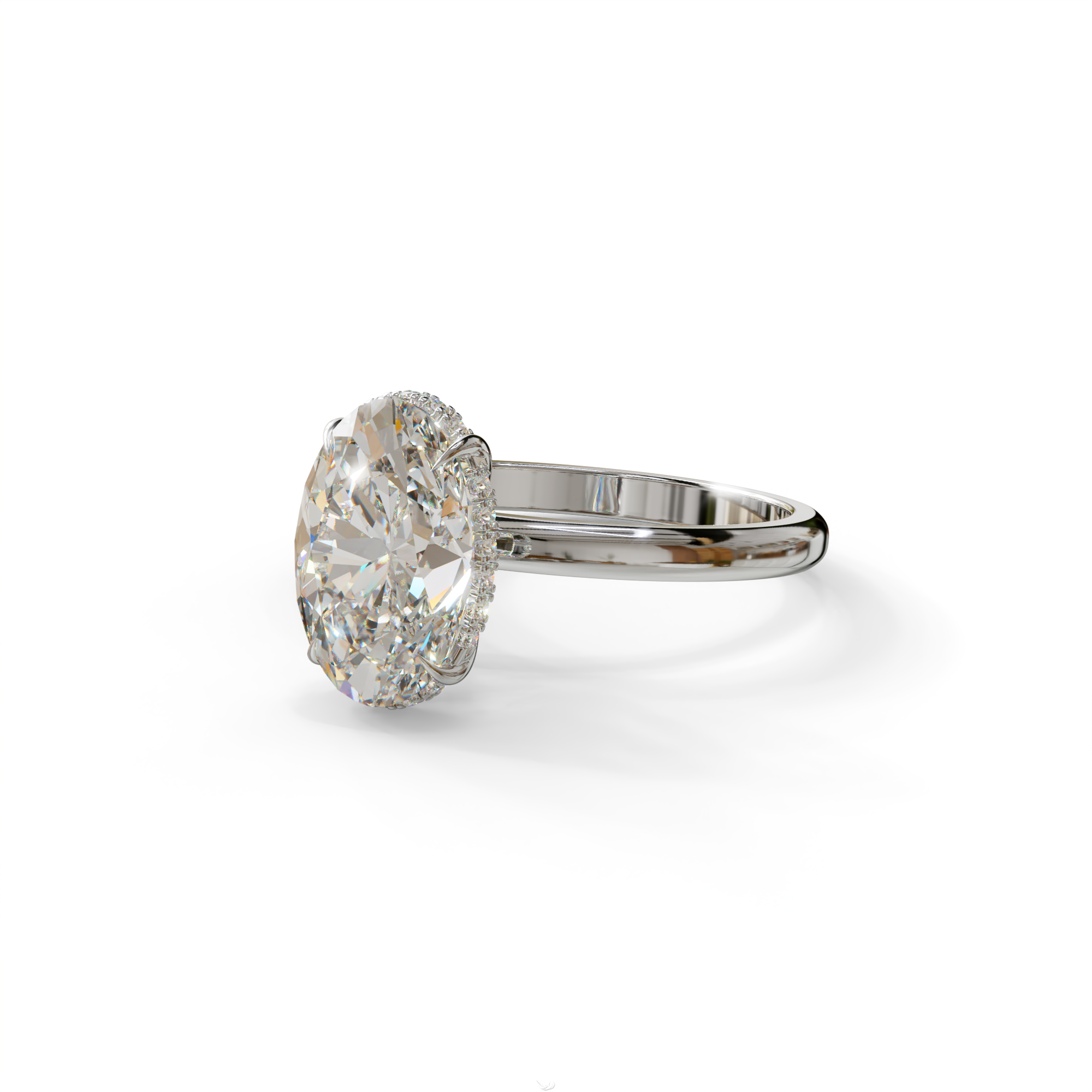 E VVS 2.5 Carat Oval Cut Hidden Halo Lab Diamond Ring - Mi Amor