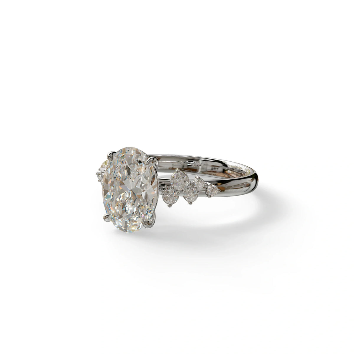 E-VVS Oval Cut Cluster-Vintage Setting Lab Grown Diamond Ring - Celeste Arc
