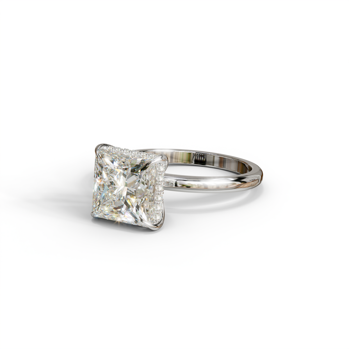 3 Carat E VVS Princess Cut Hidden Halo Lab Grown Diamond Engagement Ring