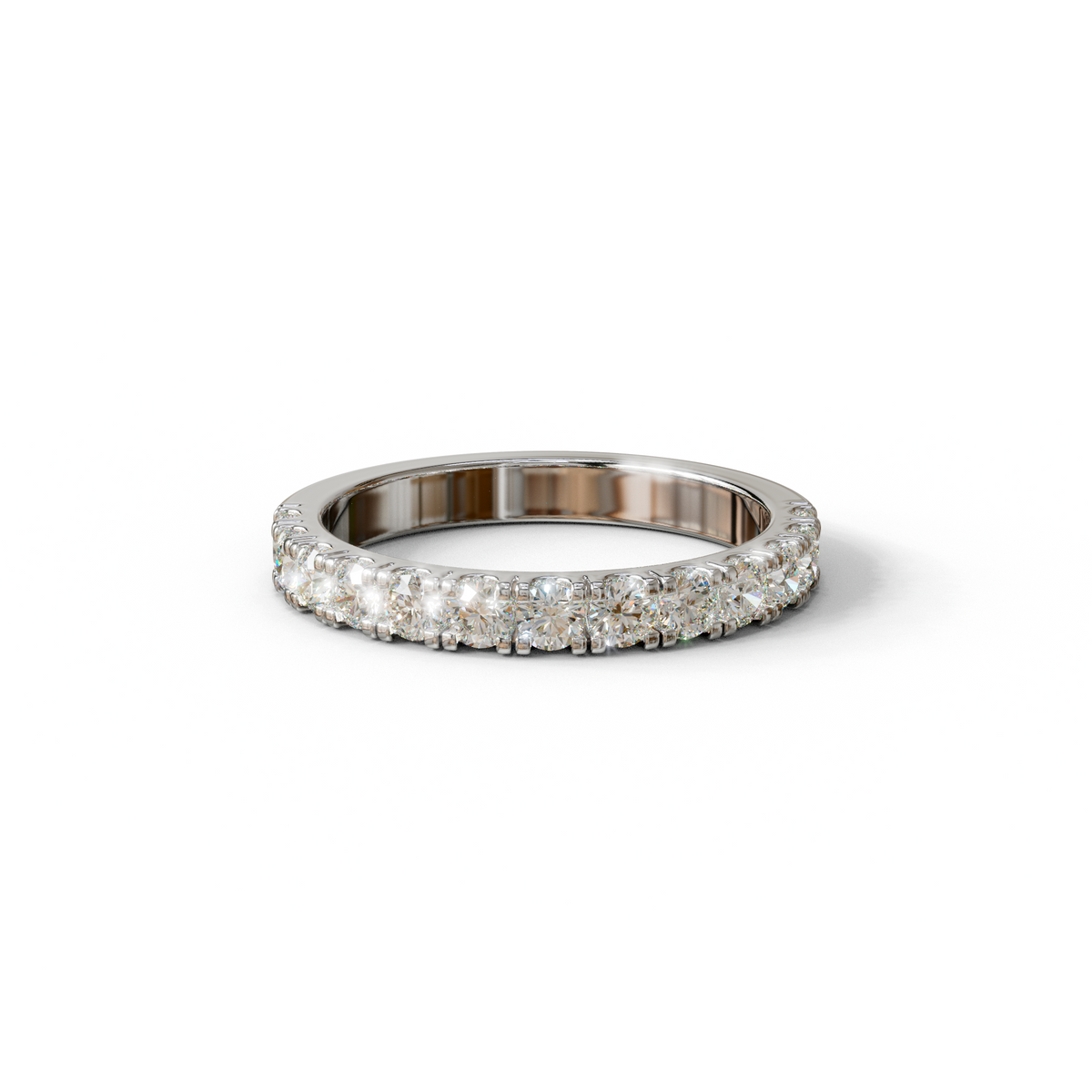 E/VVS Round Lab Grown Diamond Wedding Band - 13 Stone Pave Ring
