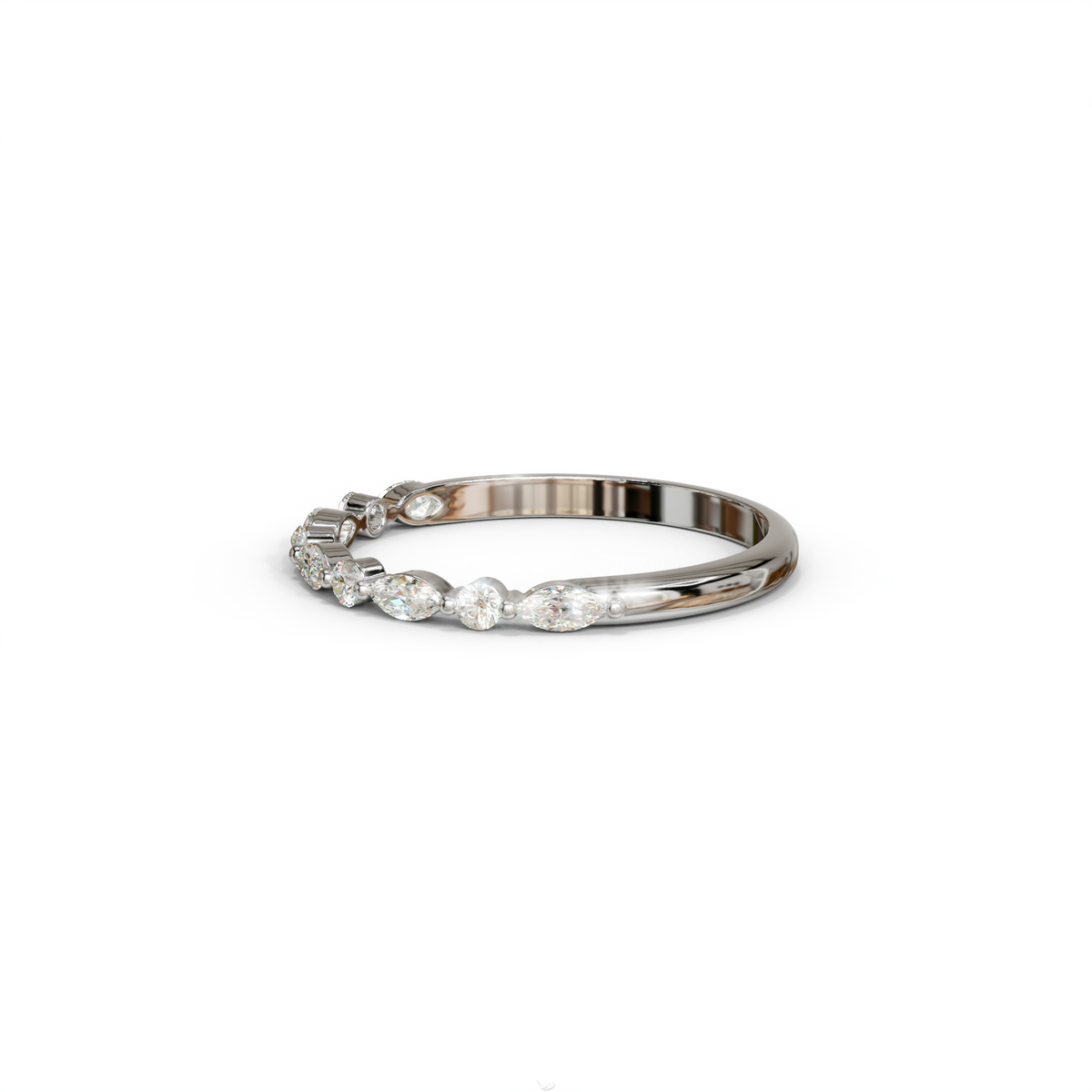 E/VVS Round & Marquise Lab Grown Diamond Wedding Band - 10 Stone Ring