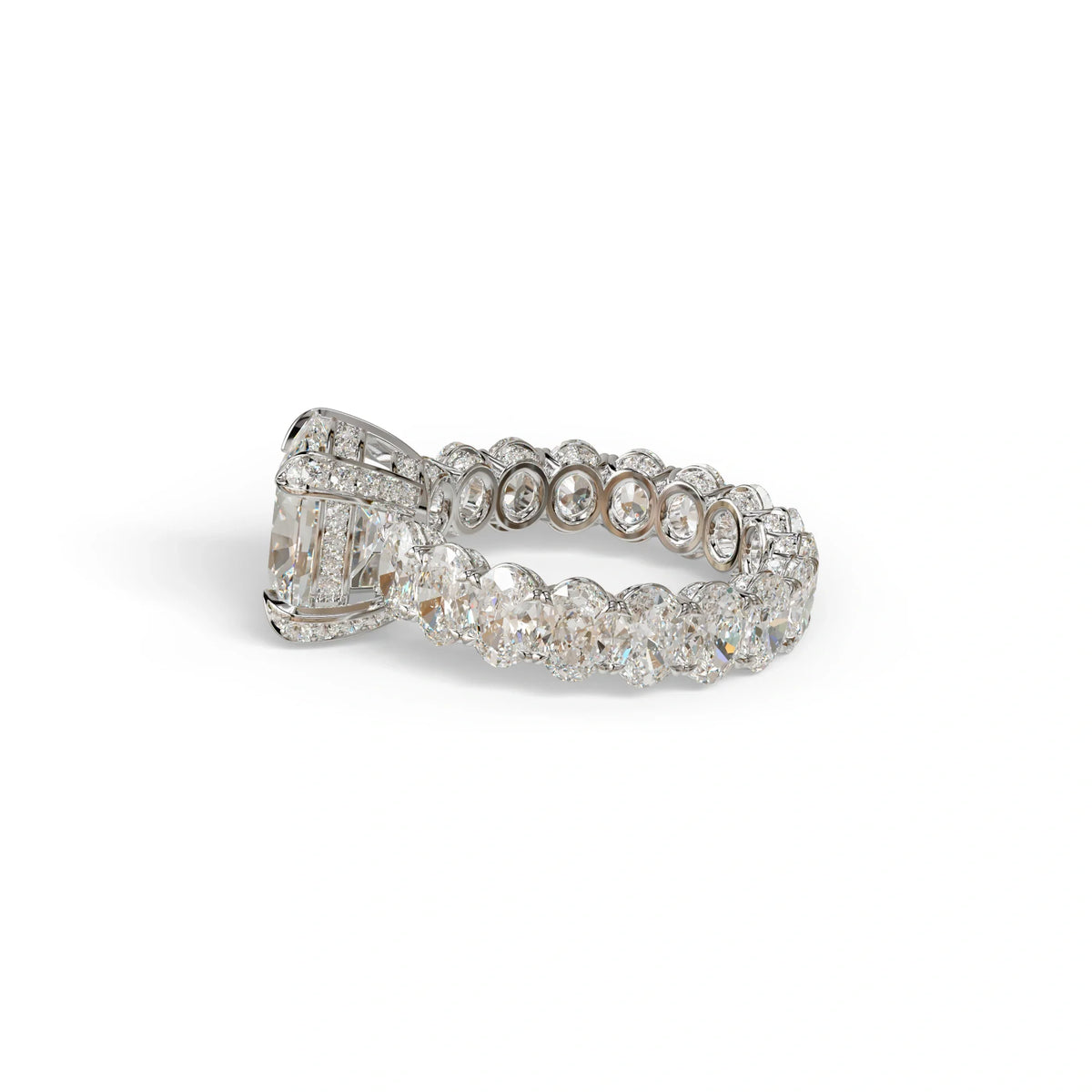 4 Carat E VVS Cushion Cut Full Eternity Lab Grown Diamond Ring - Enigma
