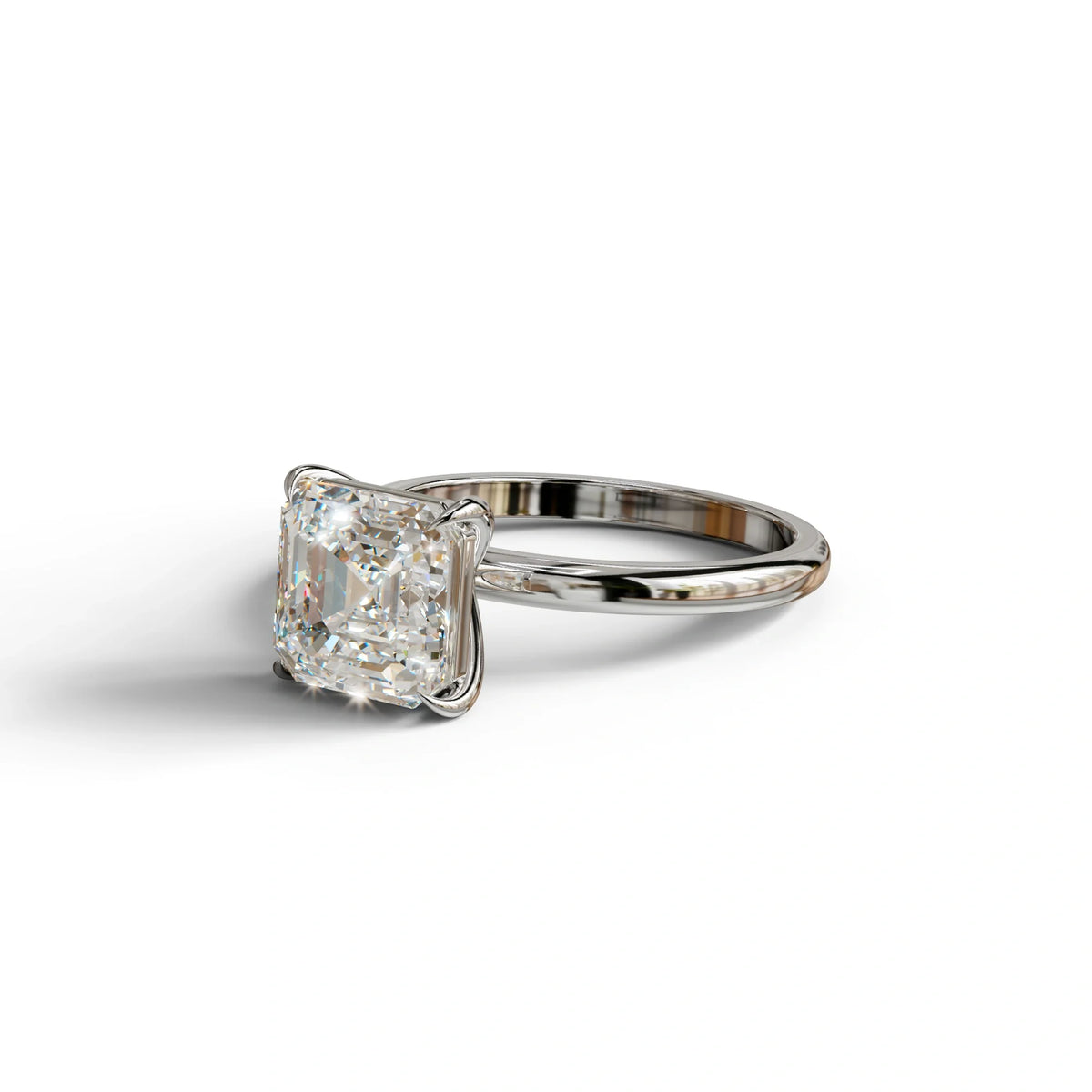 E VVS Asscher Cut Solitaire Lab Grown Diamond Engagement Ring - Fabriciana