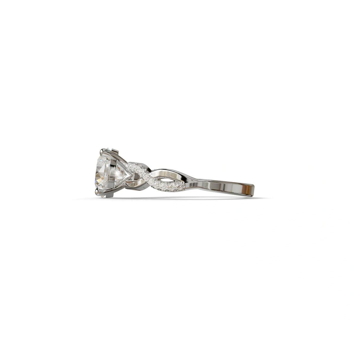 E VVS 3 Carat Round Cut Lab Diamond Ring - Infinity Cross
