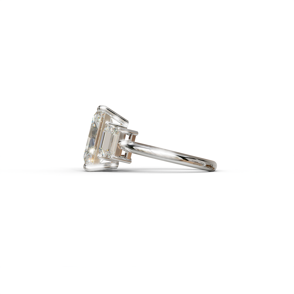 4 Carat Radiant & Trapezoid Three Stone Engagement Ring - Embrace