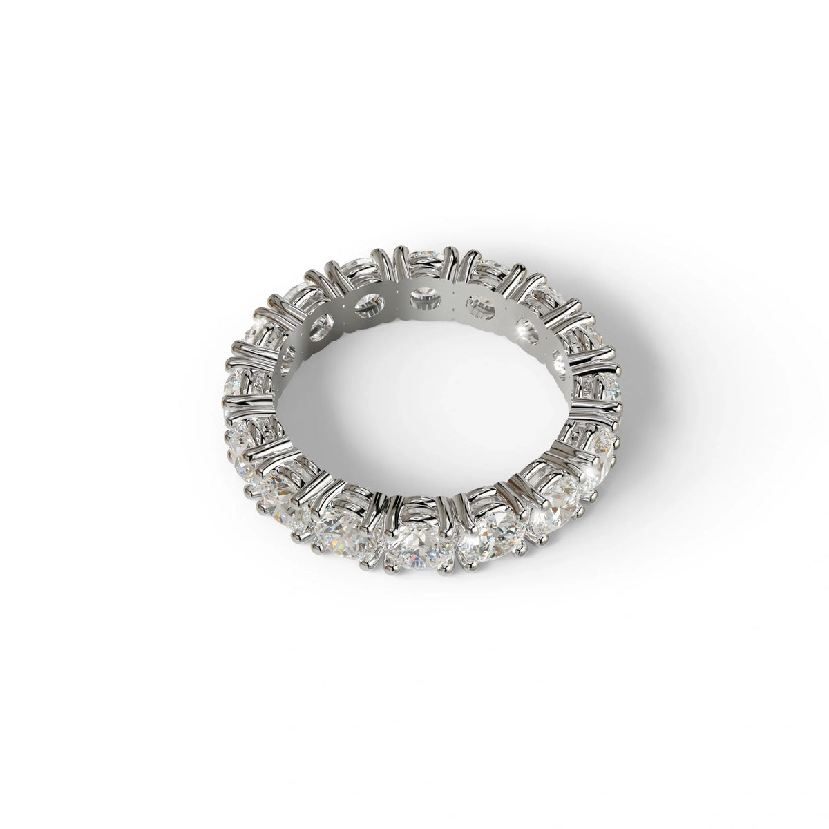 E VVS 5 Carat Round Full Eternity Lab Diamond Band - Prong Setting