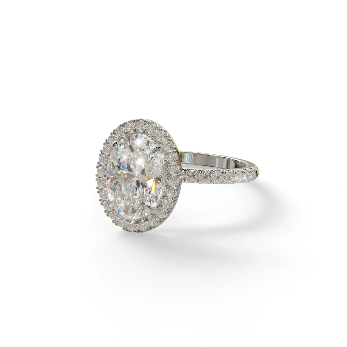 E-VVS Oval Cut Halo & Pave Lab Grown Diamond Engagement Ring - AnnaBella
