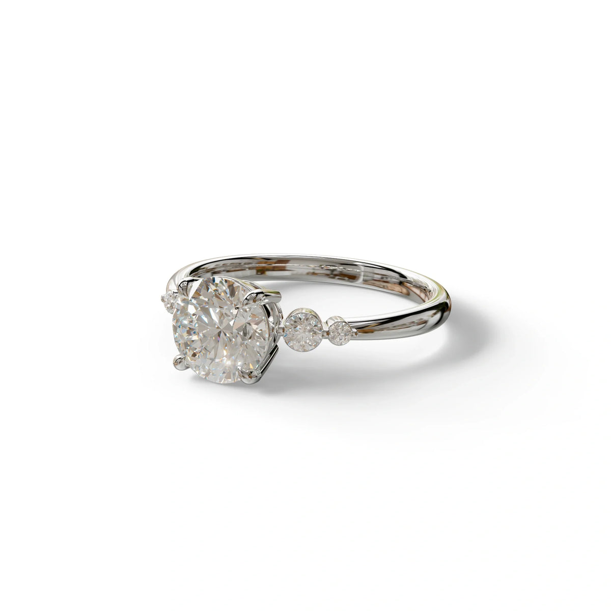 E-VVS Round Three Stone Lab Grown Diamond Engagement Ring - Romance