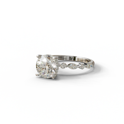2 Carat E-VVS Round Cut Hidden Halo & Pave Set Lab Diamond Ring - Pure Origin