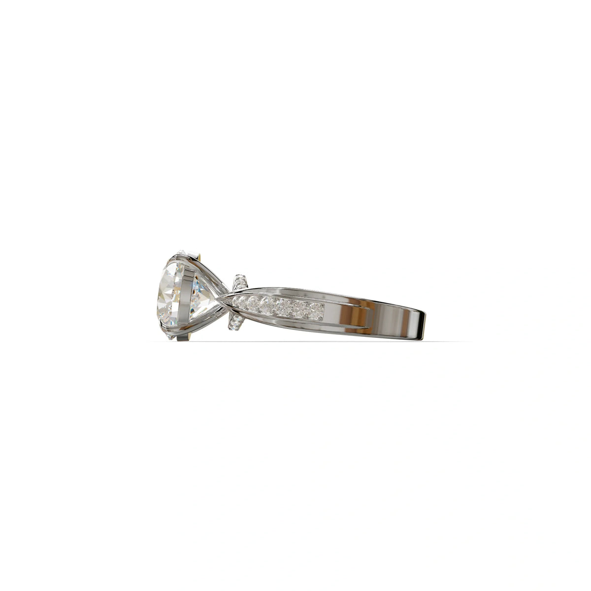 3 Carat E/VVS Round Cut V-Shank Pave Setting Lab Grown Diamond Ring - Je t’adore