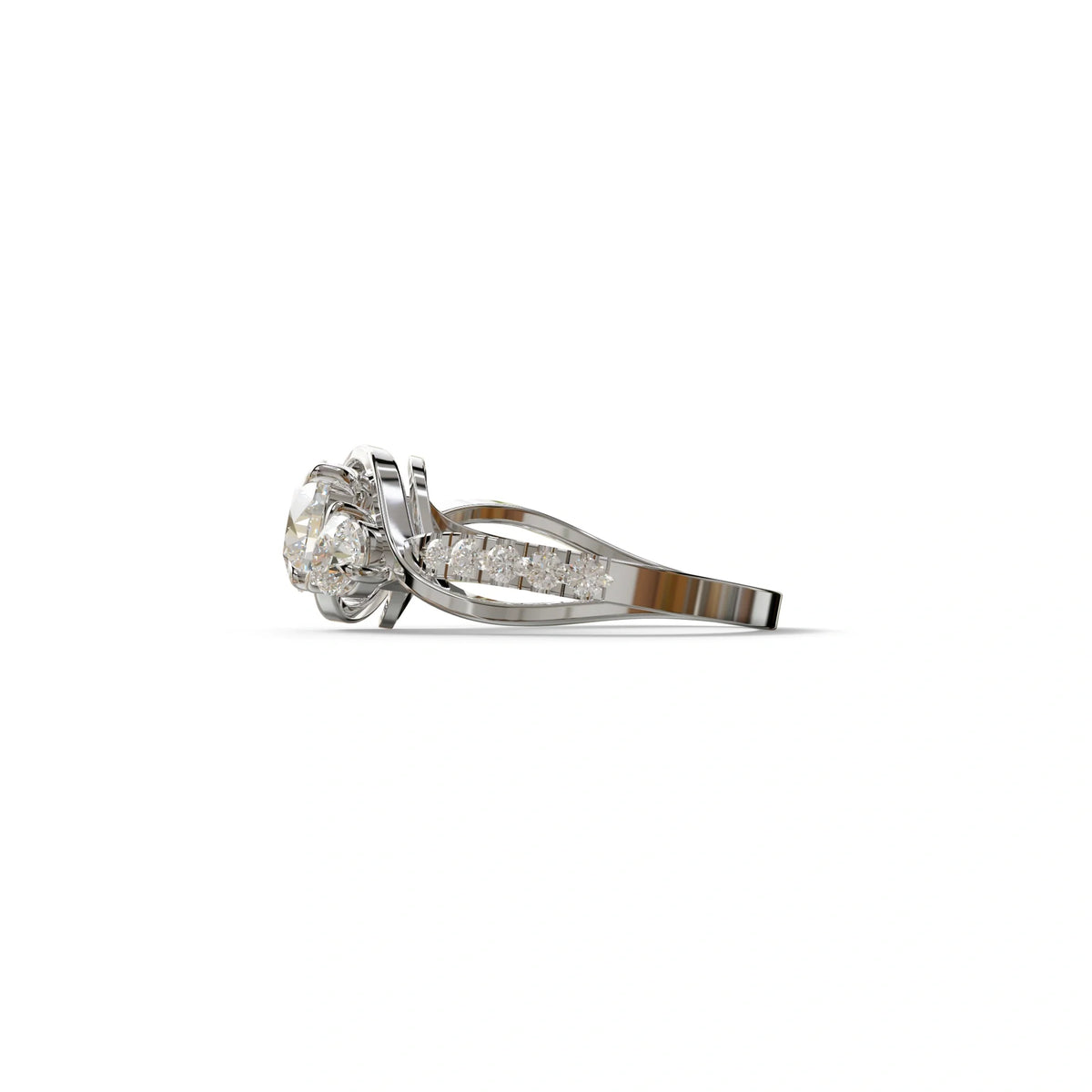 2 Carat Round cut Lab Grown Diamond Curved Engagement Ring - Giverny