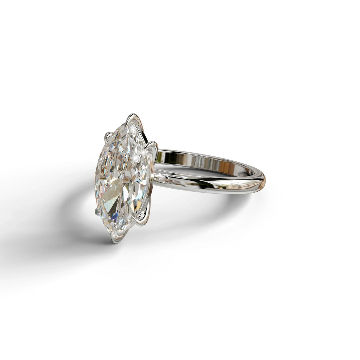 E VVS Marquise Cut Solitaire Lab Grown Diamond Engagement Ring - Celestina