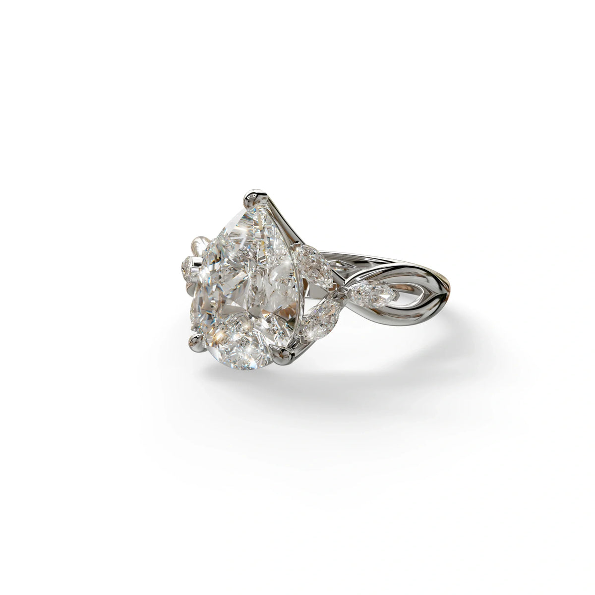 3 Carat E-VVS Pear Cut Cluster-Vintage Setting Lab Grown Diamond Ring - Celena