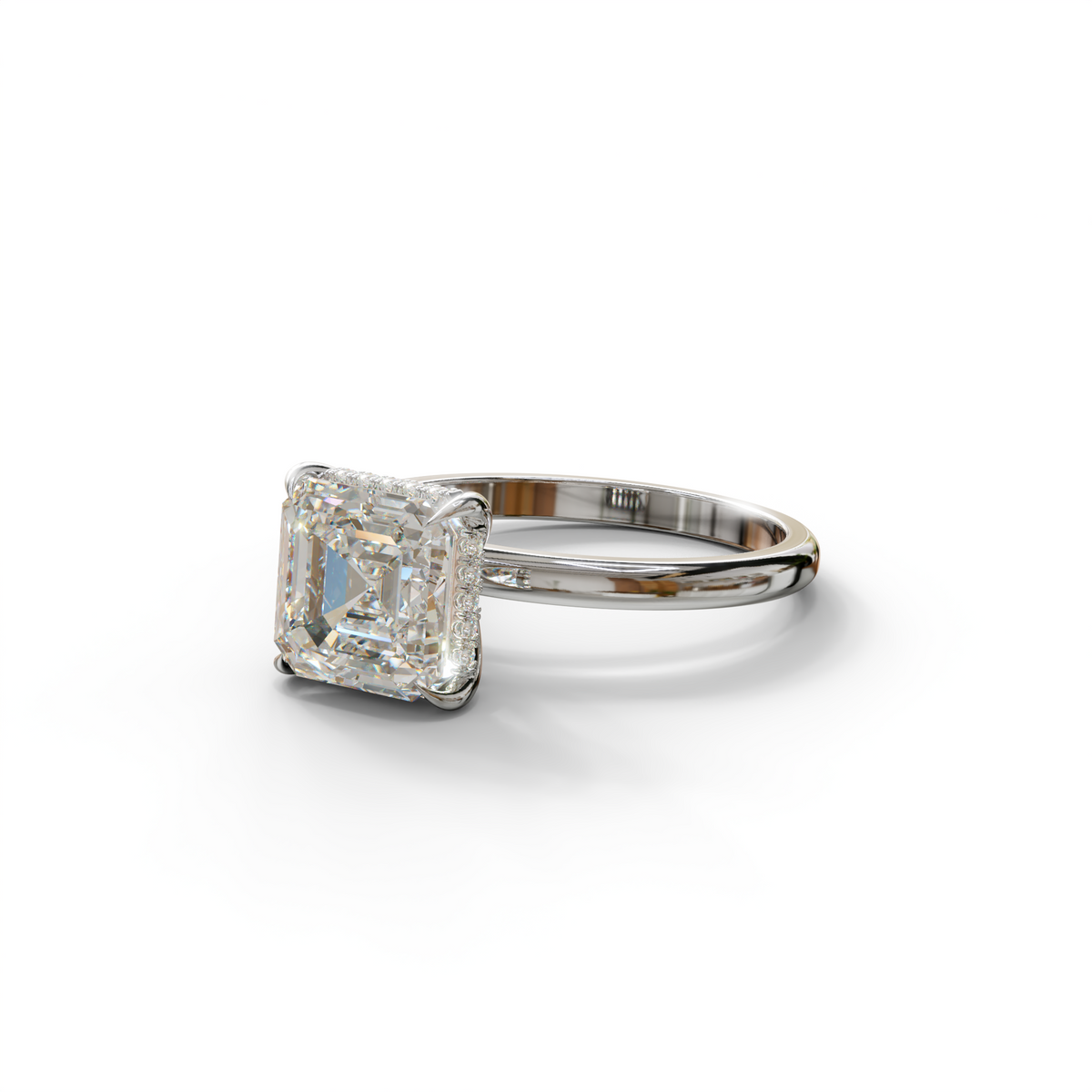 2.5 Carat E-VVS Asscher Cut Hidden Halo Setting Lab Grown Diamond Ring