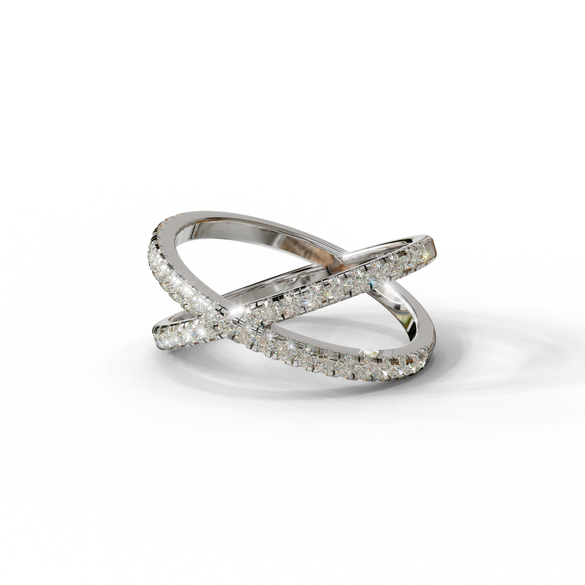 E-VVS Round Lab Grown Diamond Criss-Cross Wedding Band