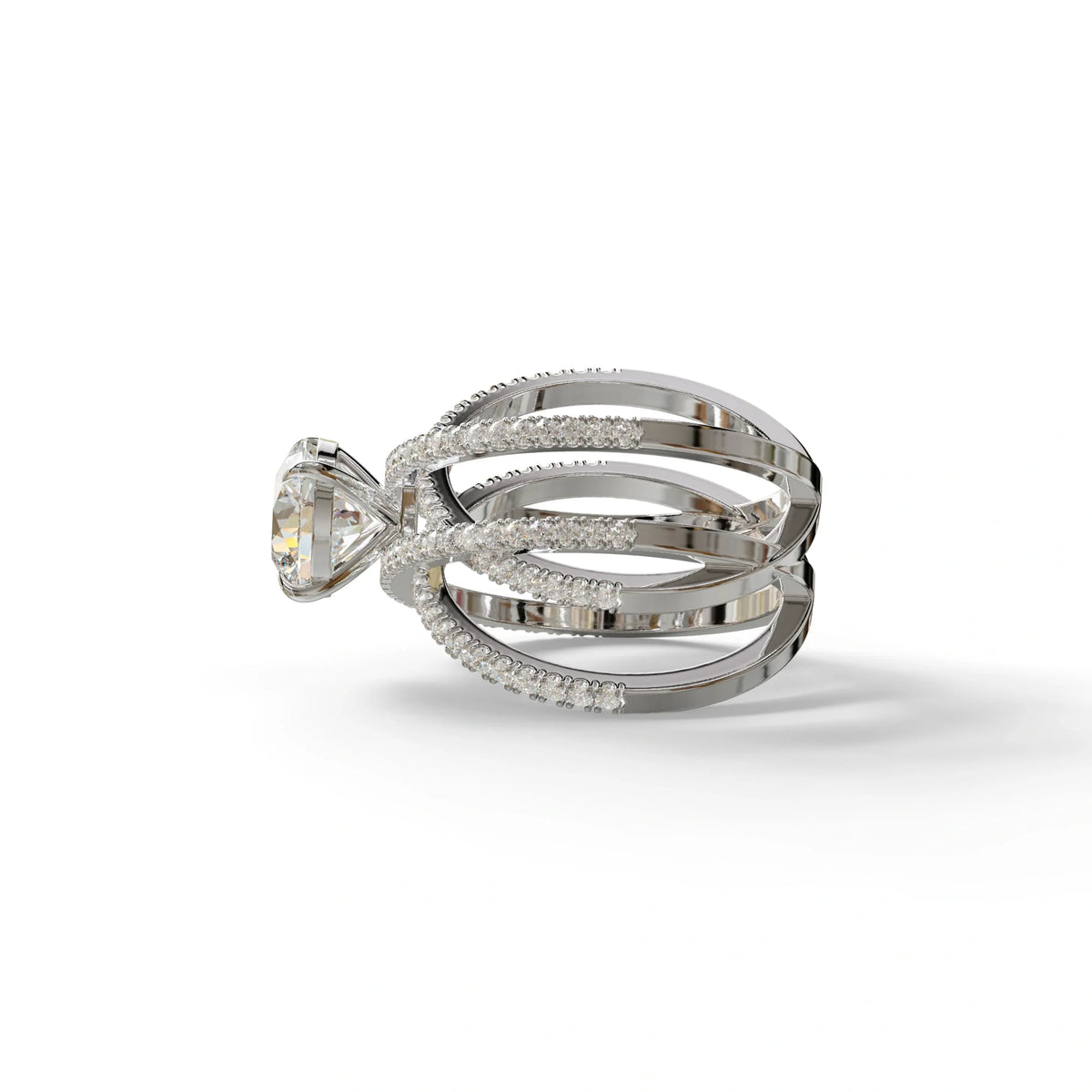 1.5 Carat Round Cut Criss Cross Lab Diamond Ring - Elegant