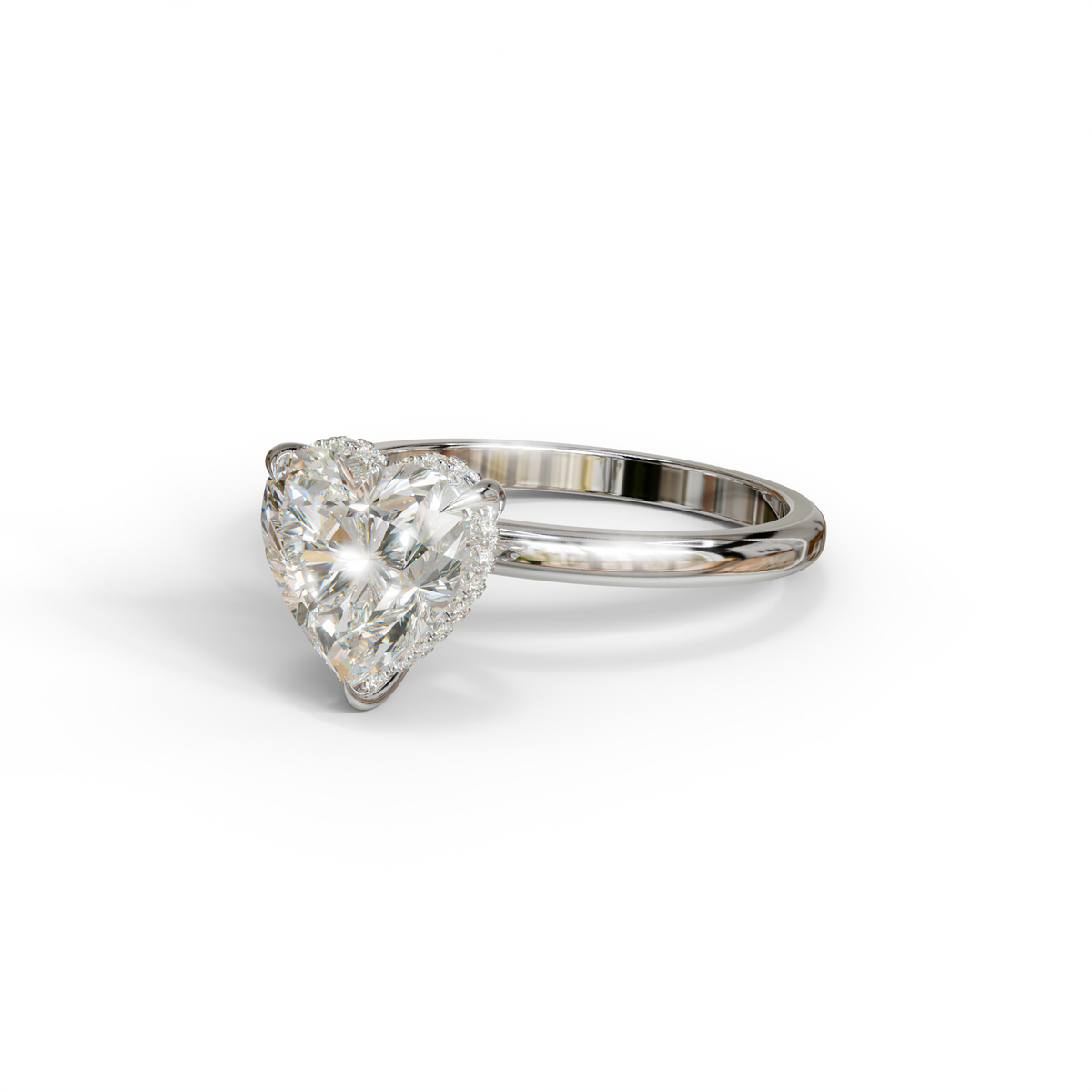 3 Carat E VVS Heart Cut Hidden Halo Set Lab Grown Diamond Engagement Ring