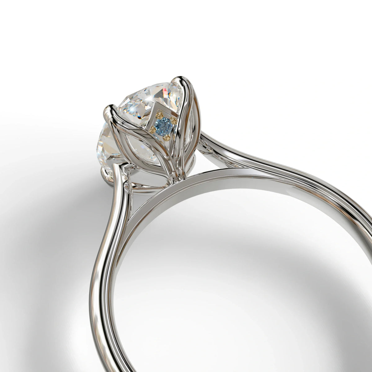 E VVS Oval Cut Hidden Diamond Solitaire Lab Grown Diamond Ring - Secrecy