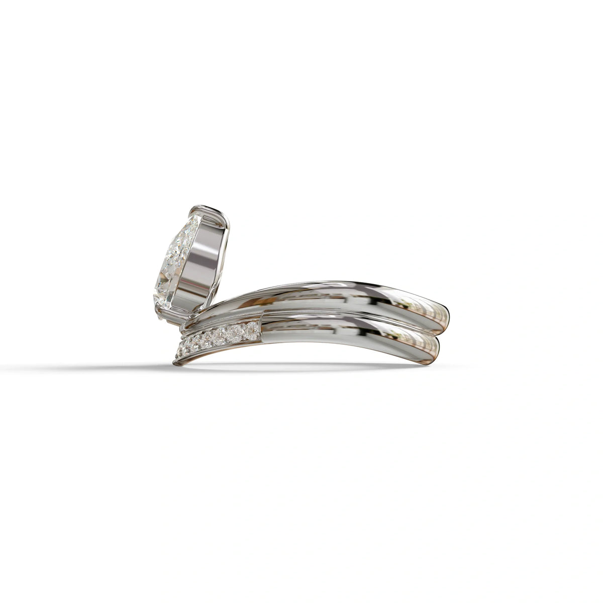 2 Carat Pear cut Curve Design Lab Diamond Wedding Ring set - Gemini