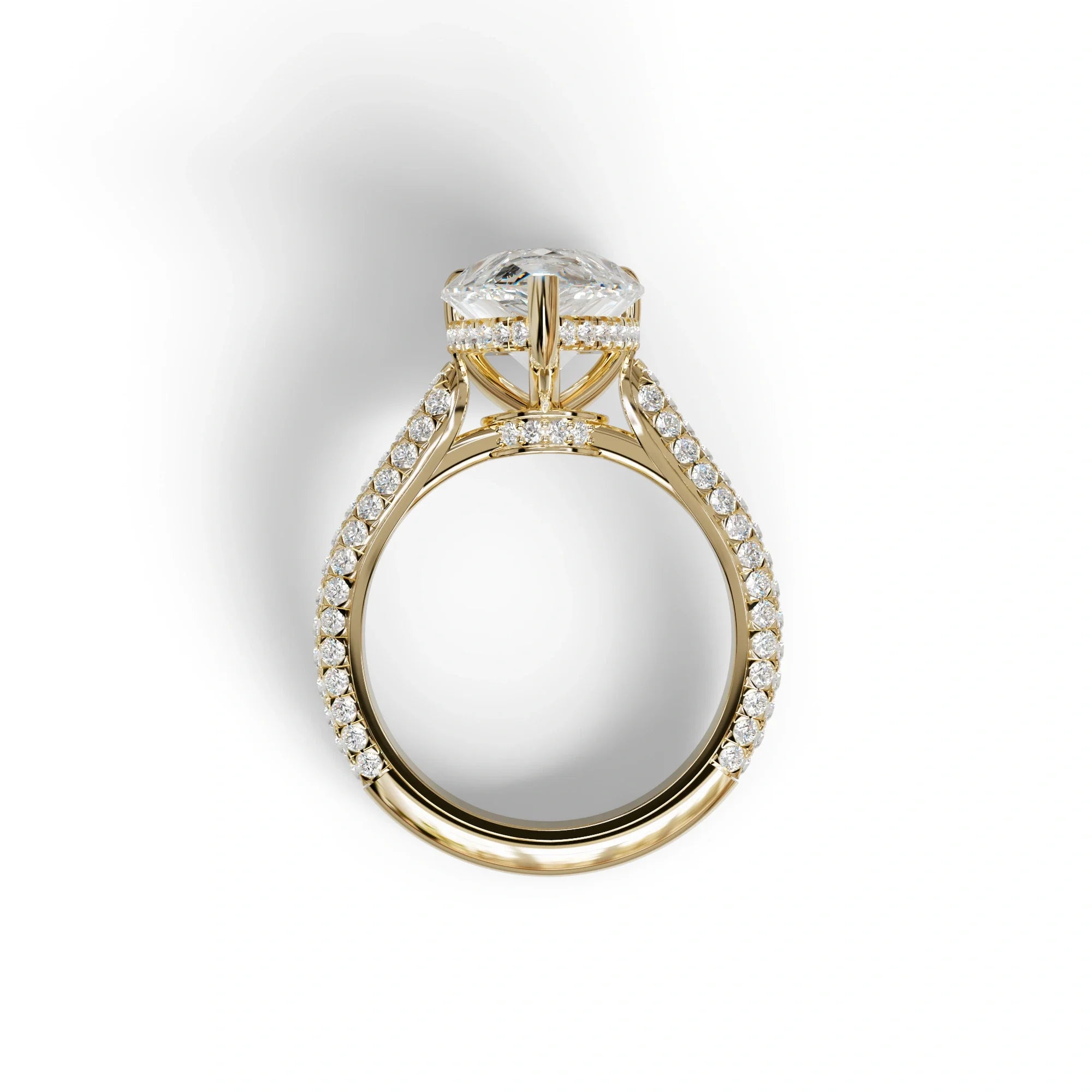 3 Carat Pear Shaped Hidden Halo Lab Diamond Engagement Ring - Alina
