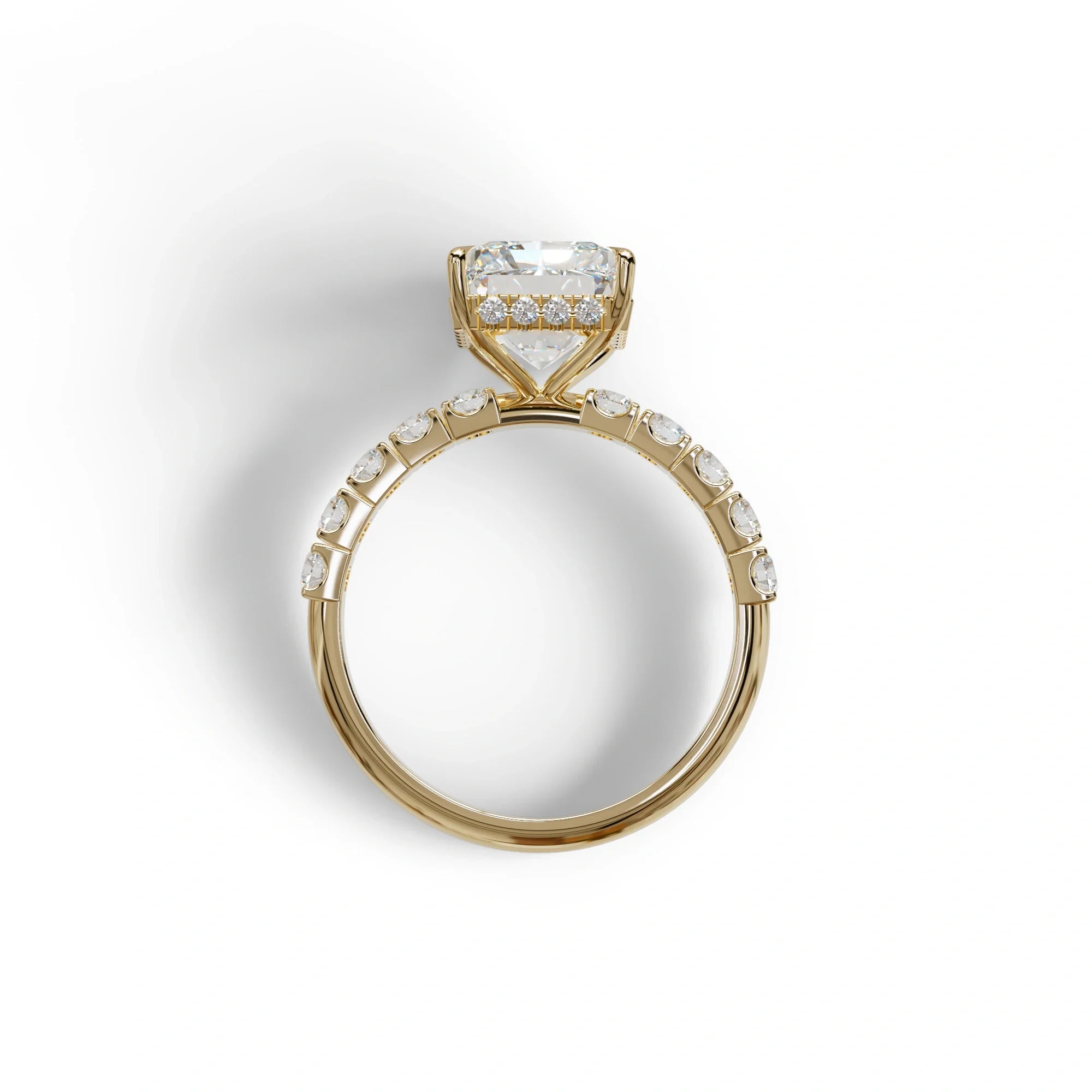 3 Carat E VVS lab Grown Diamond Engagement Ring | Pave & Hidden HaloDiamond Setting - Lace Bridge