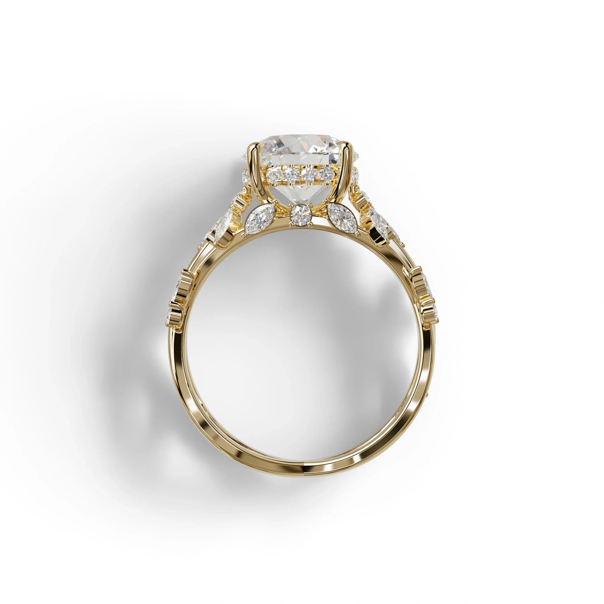 Natural Inspired 3 Carat Round Cut Lab Diamond Engagement Ring - Catalina
