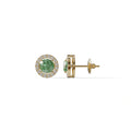 Ciera - Green Color Round Diamond Stud Earrings | Halo Setting | Certified