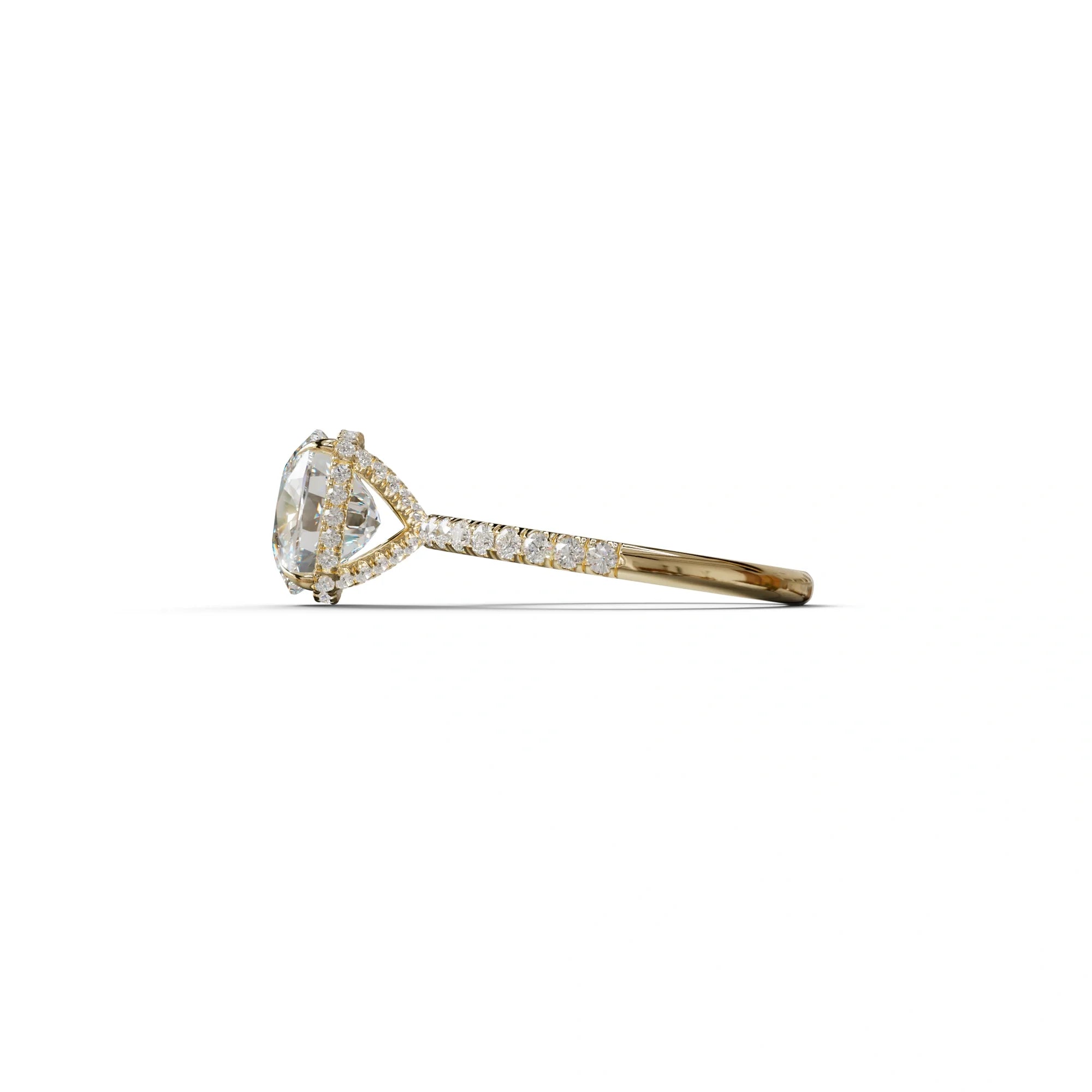 2.5 Carat E-VVS Cushion Cut Hidden Halo & Pave Lab Grown Diamond Ring