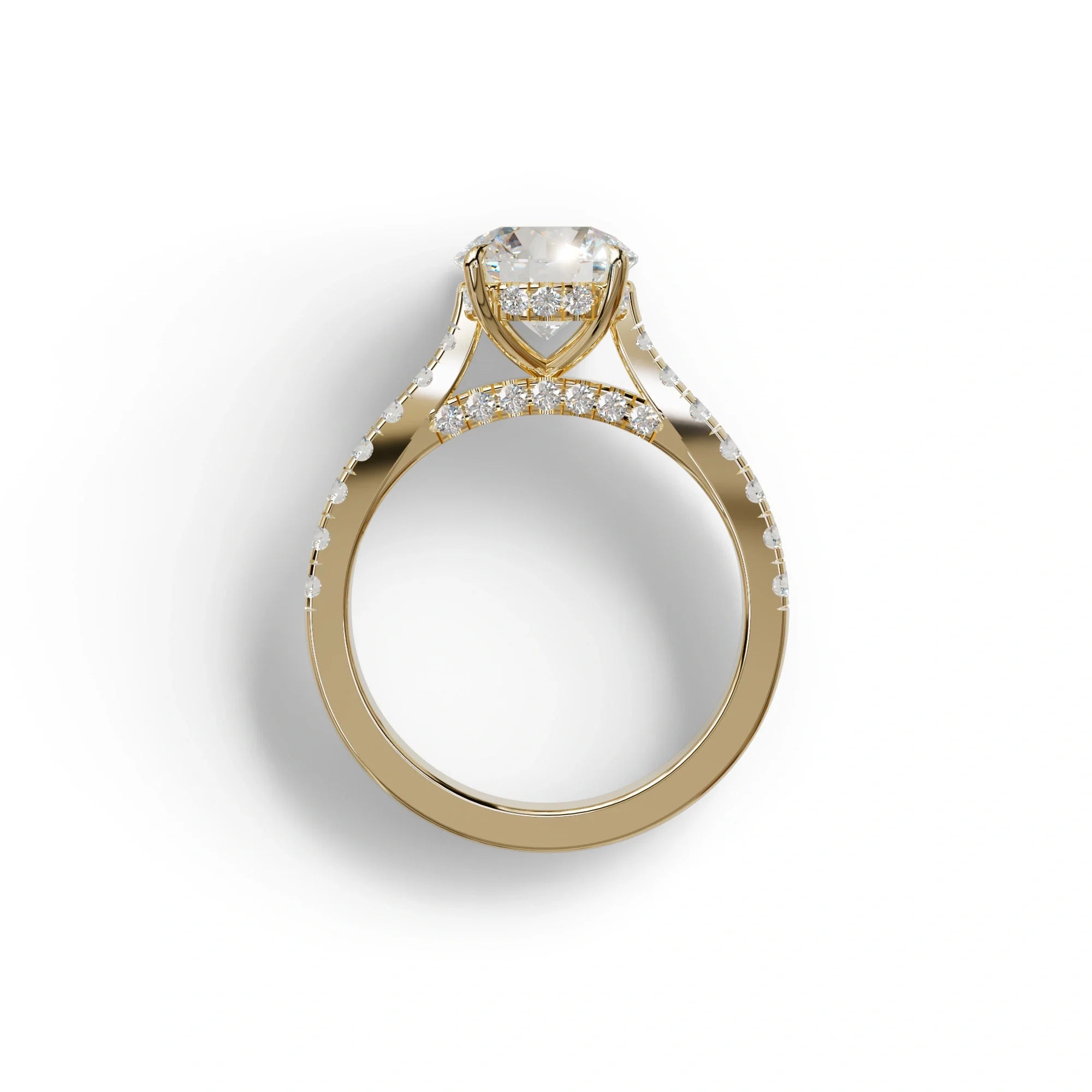 2 Carat Round Cut E VVS Lab Grown Diamond Engagement Ring | Hidden Halo & Pave setting - Brilliant