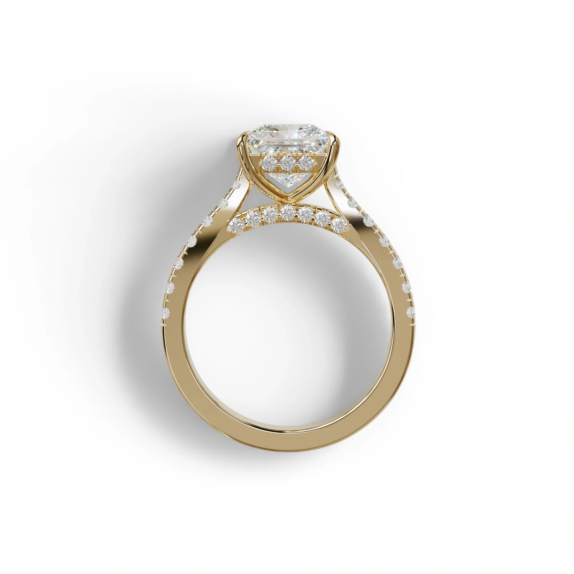 2.5 Carat E VVS Princess Cut Hidden Halo & Pave Lab Diamond Ring - Aries