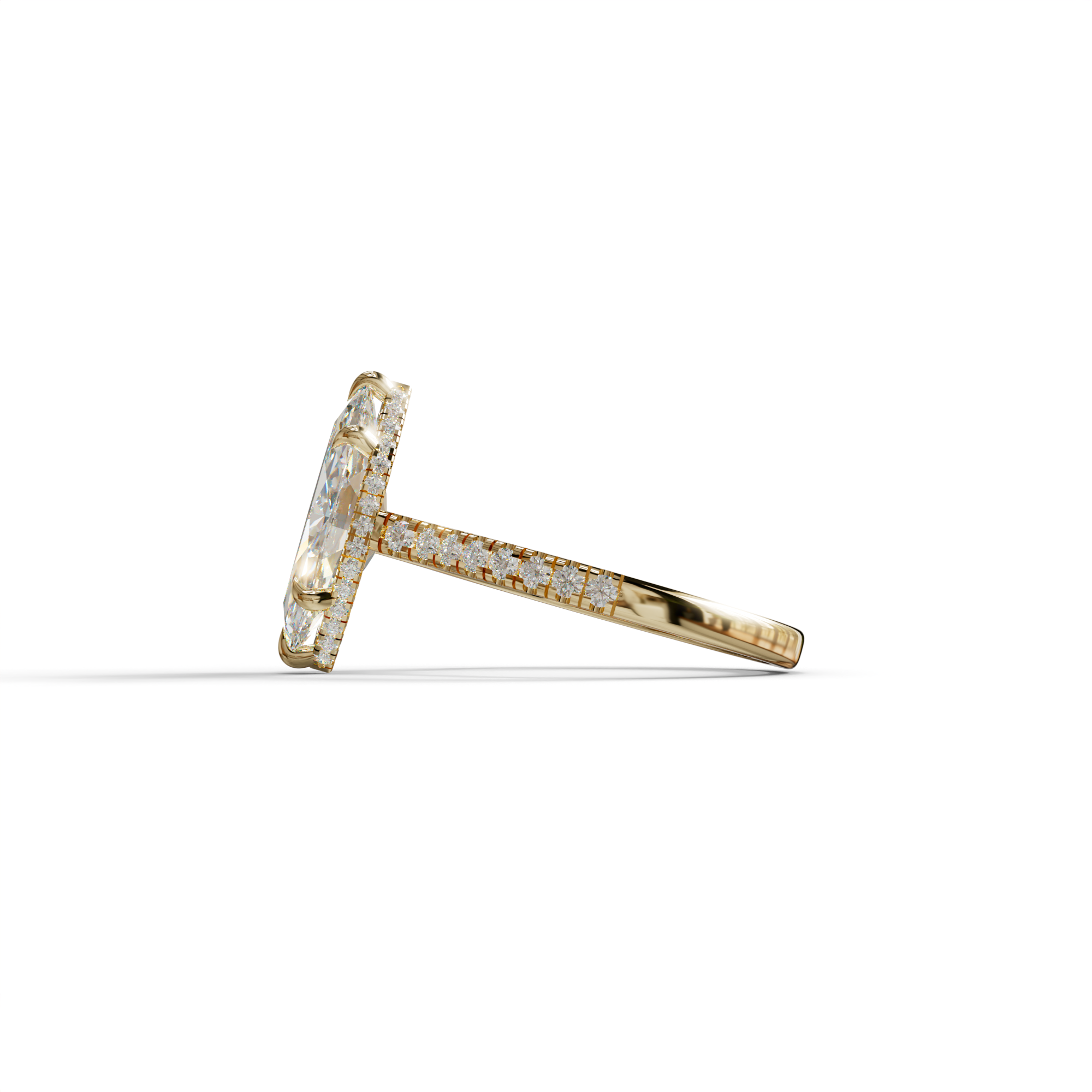 3 Carat E-VVS Marquise Cut Hidden Halo & Pave Set Lab Diamond Ring - Eblouissant