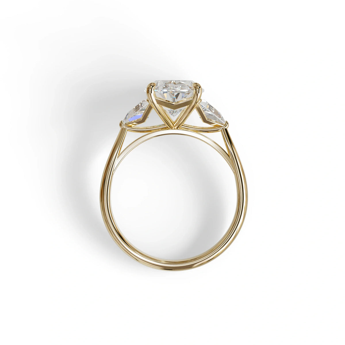 3Ct Oval Cut Lab Grown Diamond Three stone Engagement Ring - Myza