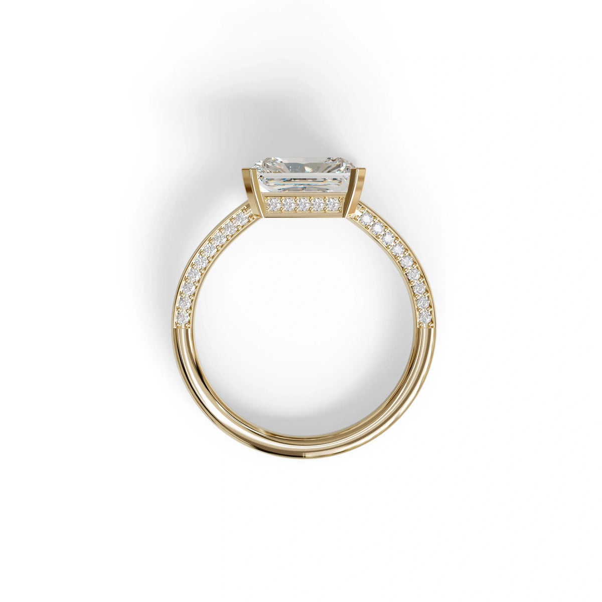 2.5 Ct Radiant Cut Lab Diamond In Pave-Chanel Setting Ring - Maxine
