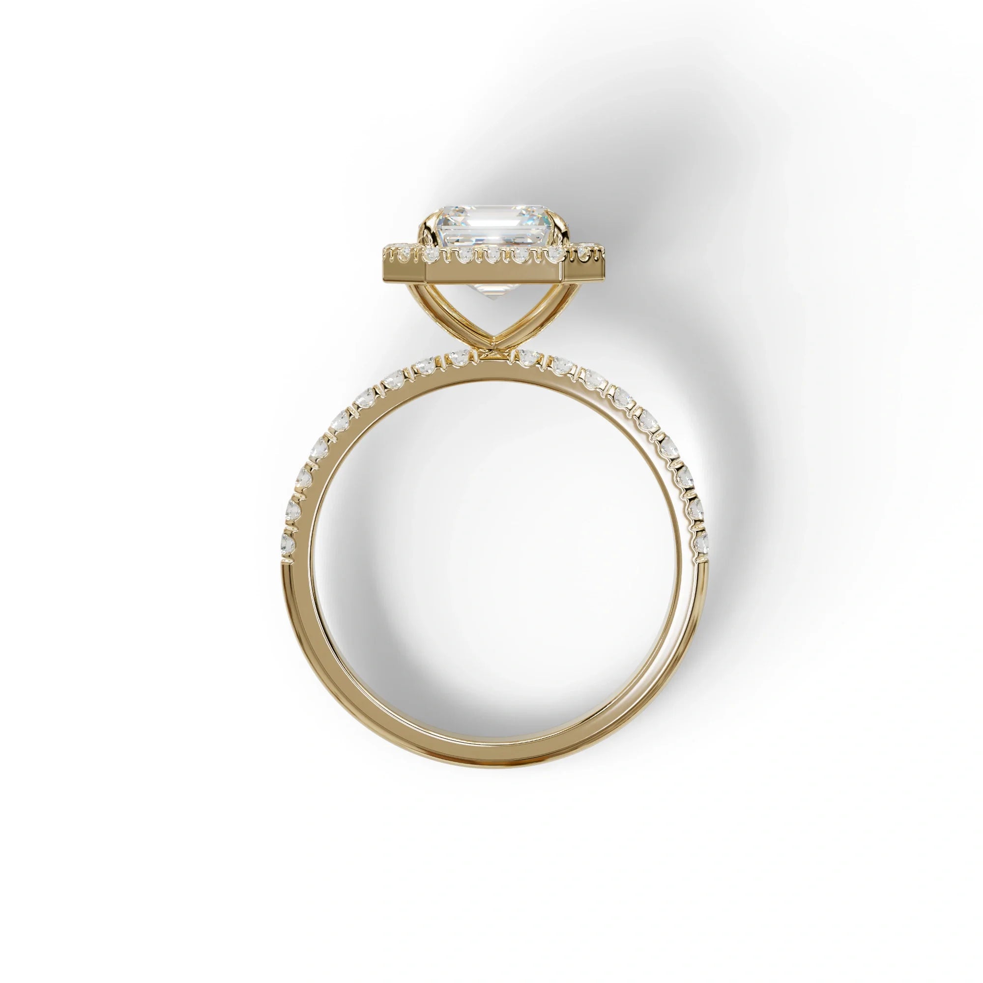 3.5 Ct E - VVS Asscher Cut Lab Diamond Halo & Pave Setting Ring - Up Glam