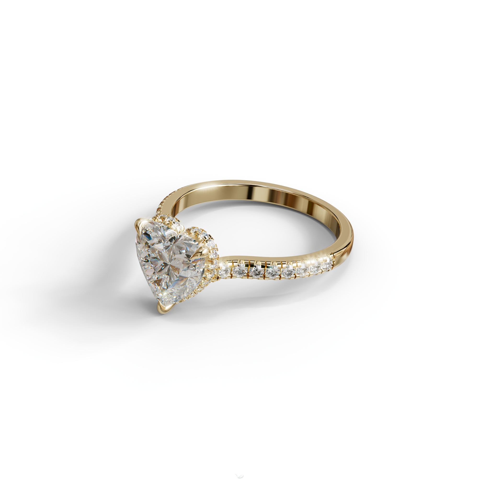 E VVS Heart Cut Lab Grown Diamond Solitaire Ring with Pavé Band – Mohana Jewels