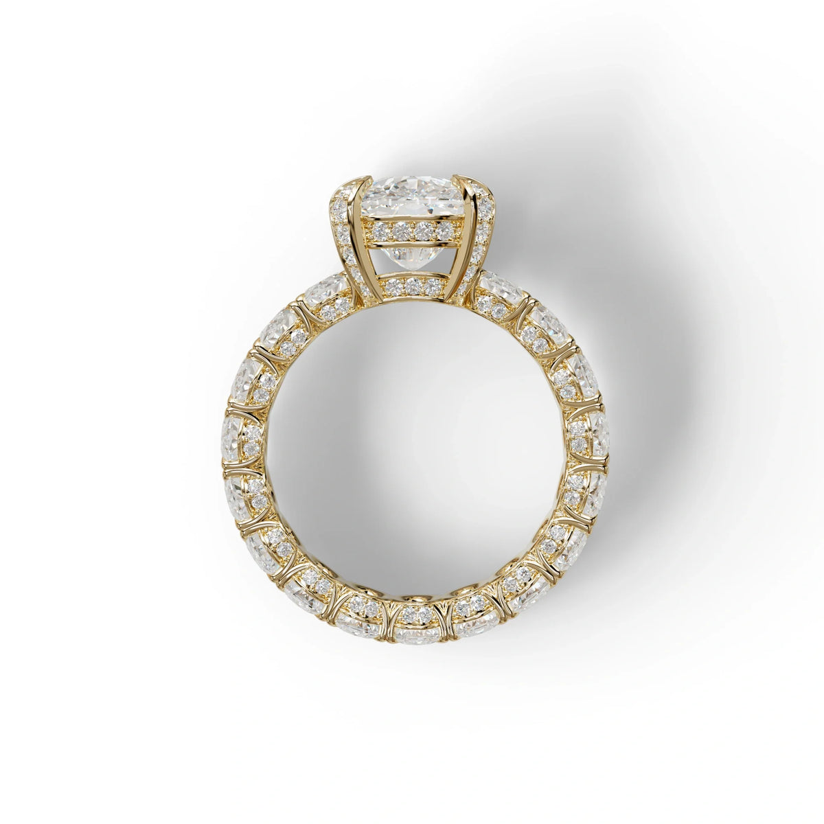 4 Carat E VVS Cushion Cut Full Eternity Lab Grown Diamond Ring - Enigma