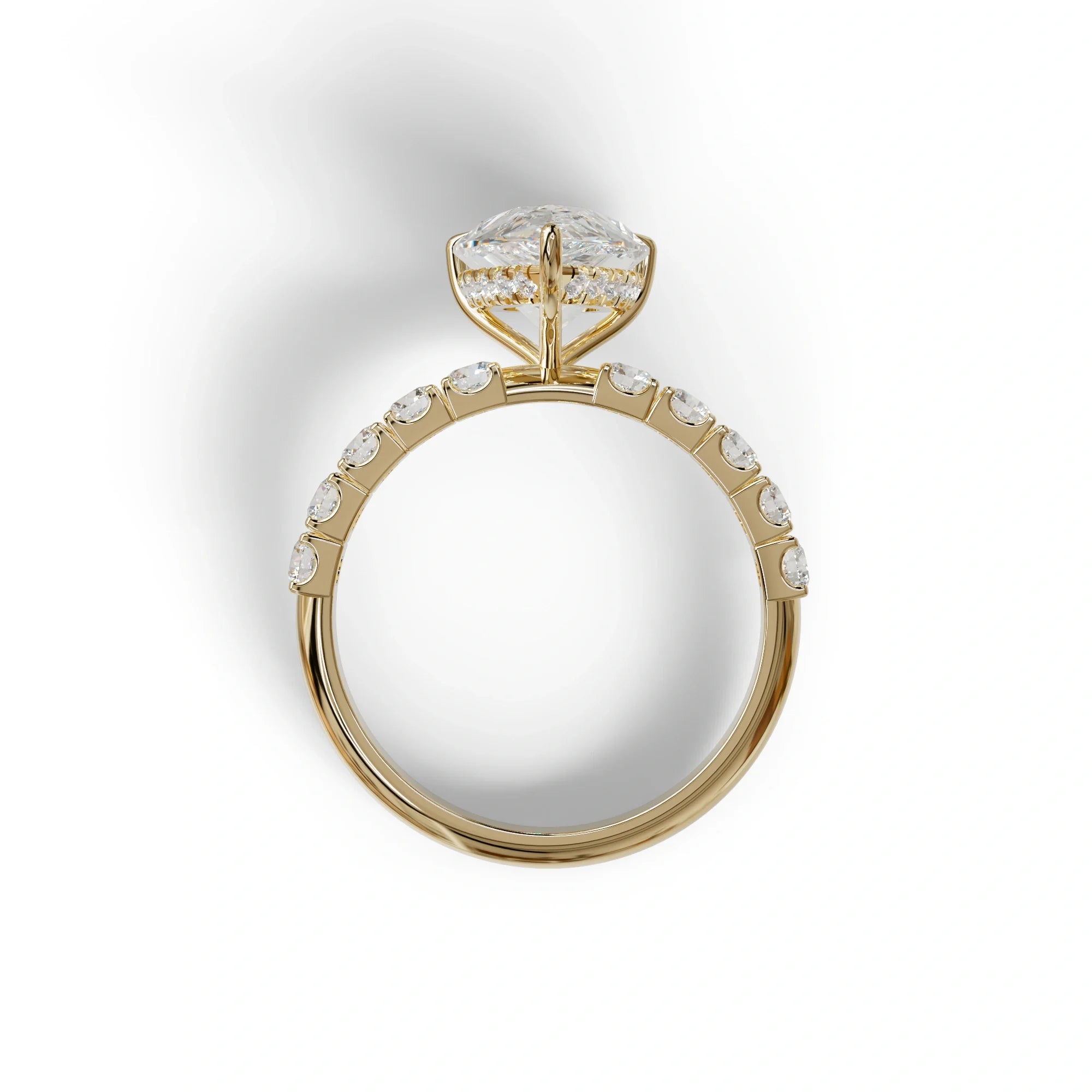 3 Carat E VVS Pear Shaped Hidden Halo Lab Diamond Engagement Ring - Feesia